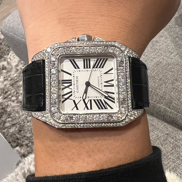 Cartier Santos 100 Diamond Watch - Picture 7 of 16